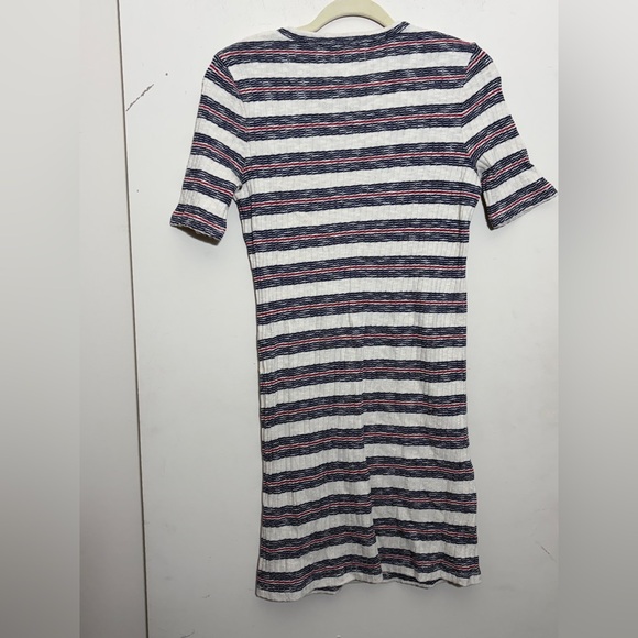 Madewell Womens Short Sleeve Mini Dress Lawton Stripe Knit Buttons Size M - Picture 2 of 6